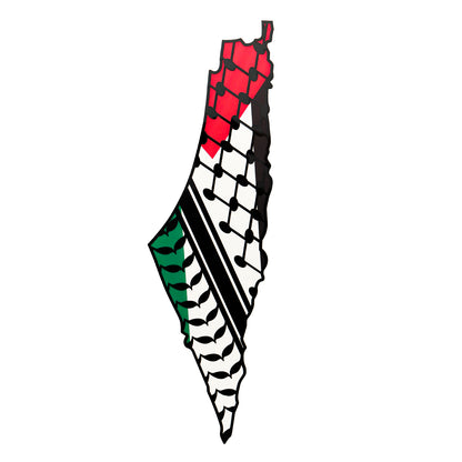 wooden Flag of Palestine with red, white, and green colors on a white background