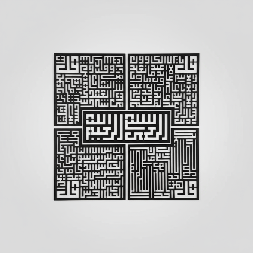 4 Quls Kufic Basmala Islamic Wall Art