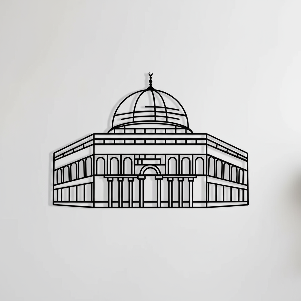 metal wall art of Al-Aqsa (dome of the rock) on a light gray background