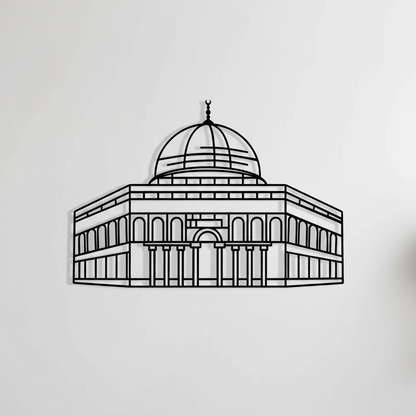 metal wall art of Al-Aqsa (dome of the rock) on a light gray background