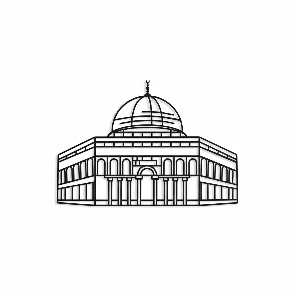 metal wall art of Al-Aqsa (dome of the rock) on a light background 