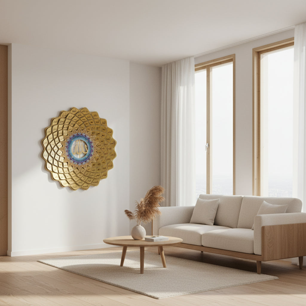 99 Names of Allah Metal Wall Art 3D